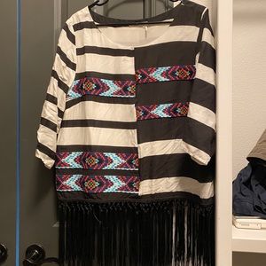 Anthropologie 3/4 length fray shirt